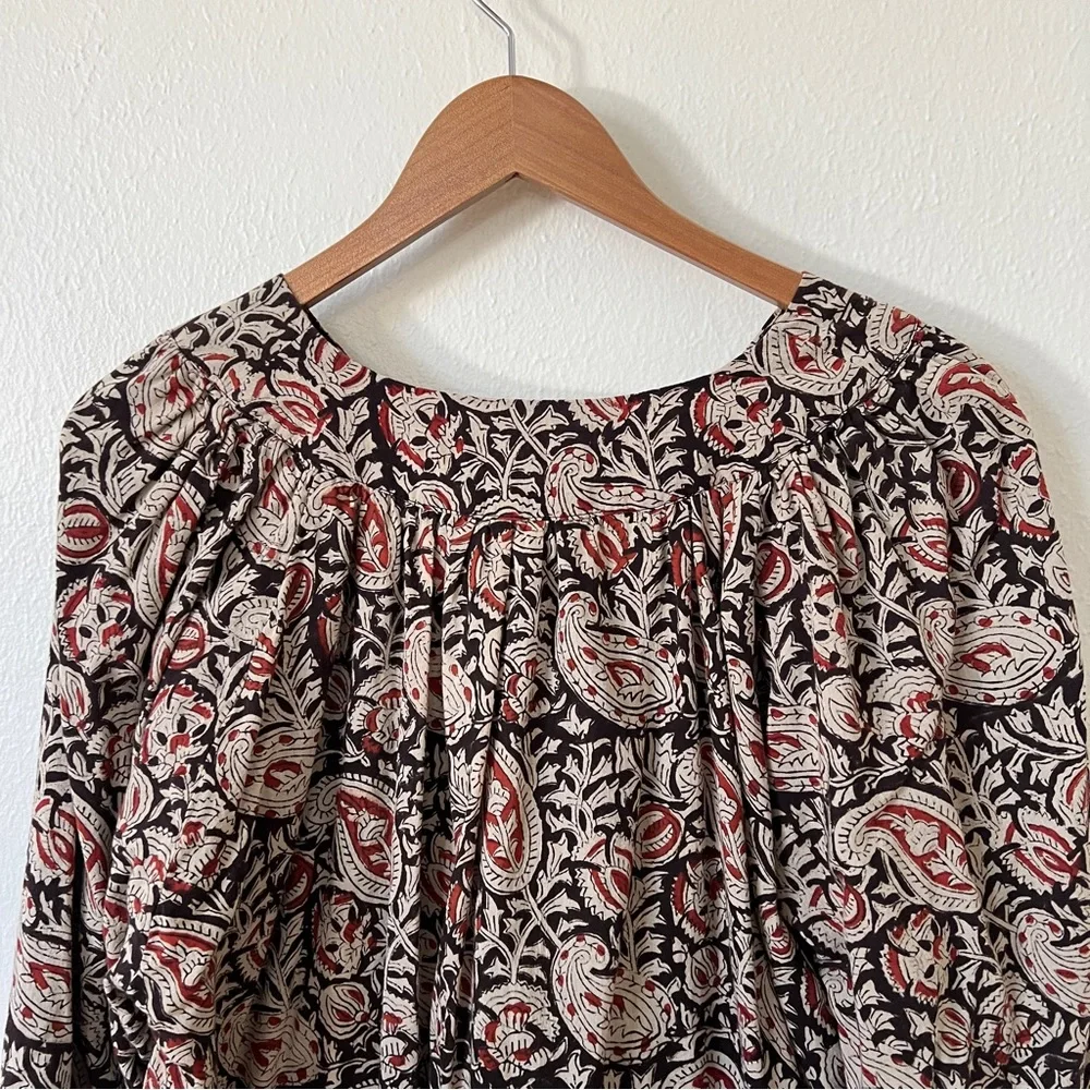 Emerson Fry Olympia Blouse Paisley Black + Clay Satin - Picture 9 of 11